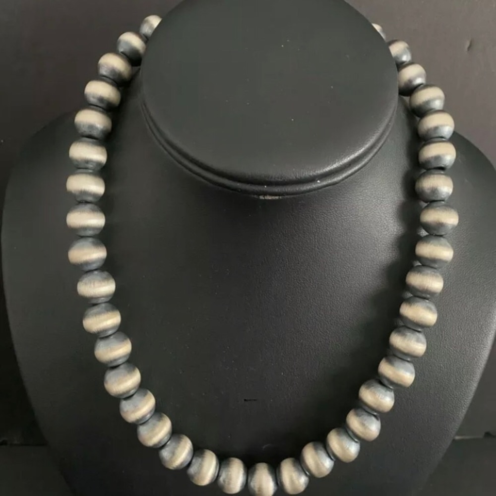 Sterling Silver 11 mm Bead Necklace - Picture 9 of 10